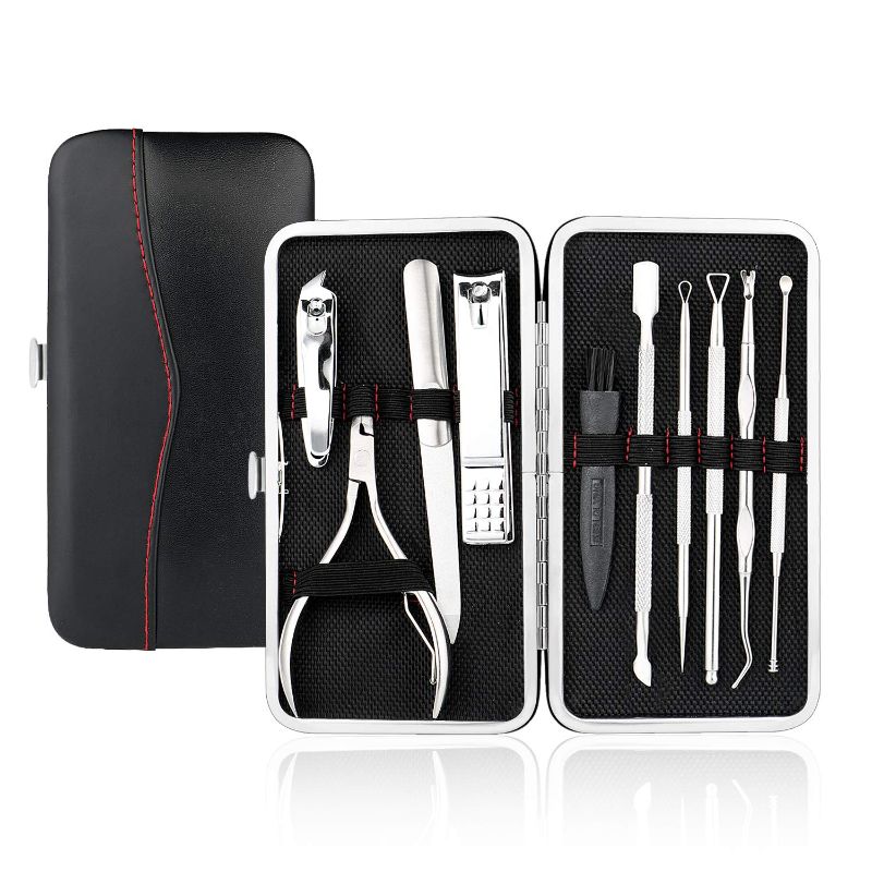 Photo 1 of Lefree Manicure Pedicure Set, Stainless Steel Manicure Tools, Nail Grooming Kit for Women and Men with Portable Case(Black)