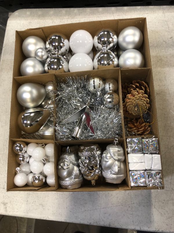 Photo 2 of 104 Pcs Assorted Christmas Hanging Ornaments (Silver)