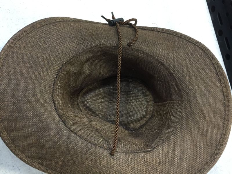 Photo 2 of hat inside measures 7 x 5 inches color brown 