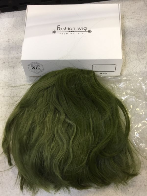 Photo 1 of 10 inch bob wig short wig color forest green 