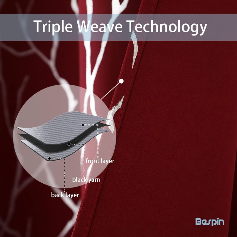 Photo 1 of BESPIN Blackout Curtains Thermal Insulated 84 Inch Long for Bedroom/Living Room Grommet 2 Panels (Burgundy Red, 52Wx84L)
