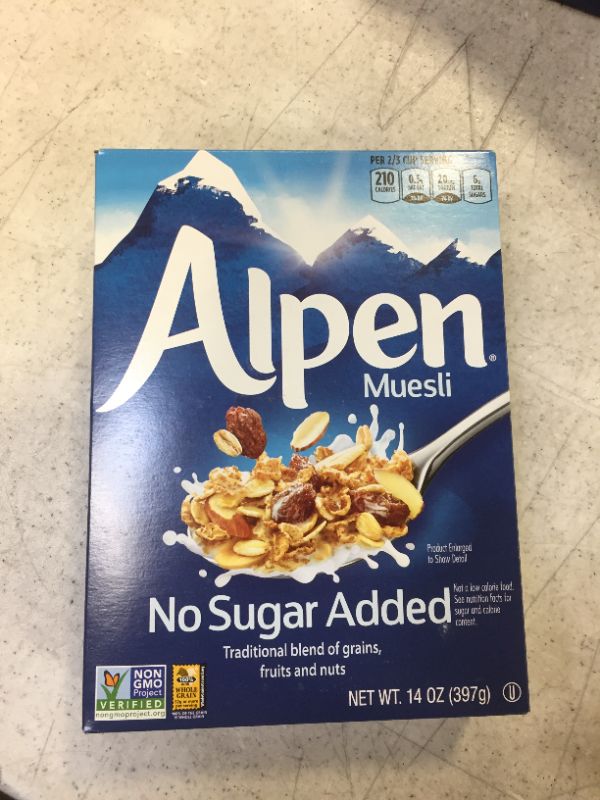 Photo 2 of Alpen No Sugar Added Muesli, Swiss Style Muesli Cereal, Whole Grain, Non-GMO Project Verified, Heart Healthy, Kosher, Vegan, No Sugar Added, 14 Ounce (Pack of 6)
