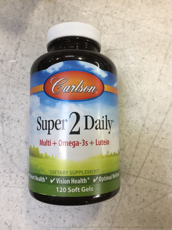 Photo 2 of Carlson - Super-2-daily, Multi + Omega-3s + Lutein + D3, Vitamins A C D E plus Norwegian Fish Oil, Fish Oil Multivitamin, Vitamins & Minerals, Multivitamin with Lutein, 120 Softgels
