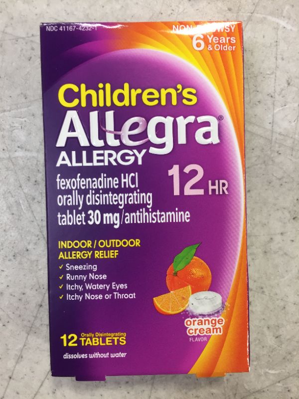 Photo 1 of Allegra Children's Non-Drowsy Antihistamine Meltable Tablets for 12-Hour Allergy Relief, 30 mg 24-Count--expires 1/22
