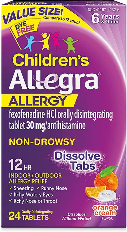 Photo 2 of Allegra Children's Non-Drowsy Antihistamine Meltable Tablets for 12-Hour Allergy Relief, 30 mg 24-Count--expires 1/22
