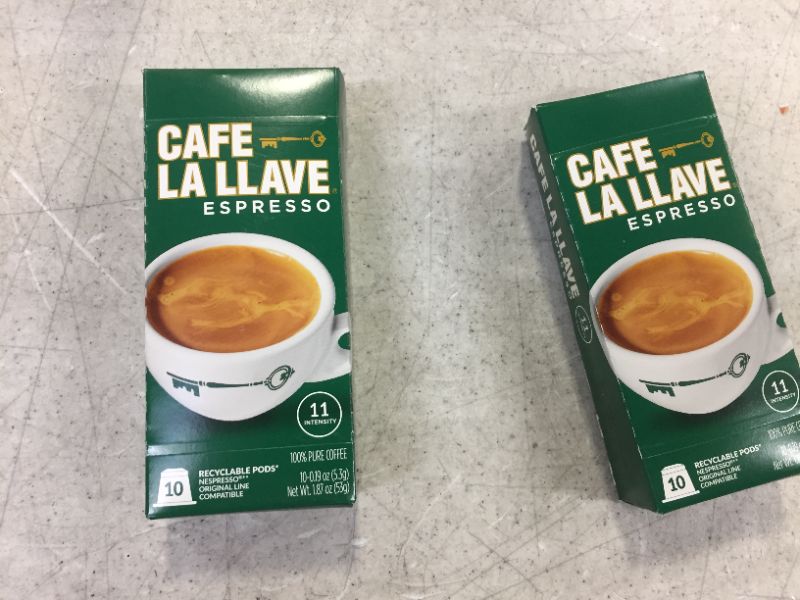 Photo 1 of Cafe La Llave Espresso Capsules, Intensity 11-Recylable Coffee Pods (40 Count) Compatible with Nespresso OriginalLine Machines 2 pack 
