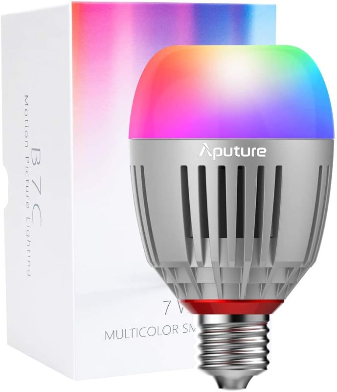 Photo 1 of Aputure Accent B7C 7W RGBWW Multi-Color Smart Bulb, TLCI 96+/CRI 95+, Adjustable CT 2000K-10000K , Stepless Dimming 0-100%, CCT/HSI/FX Mode, App Control, Built-in Battery, AC Power via E26/E27 Socket
