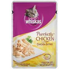 Photo 1 of (24 Pack) WHISKAS PURRFECTLY Chicken Wet Cat Food Chicken Entree Flavor, 3 oz. Pouches
