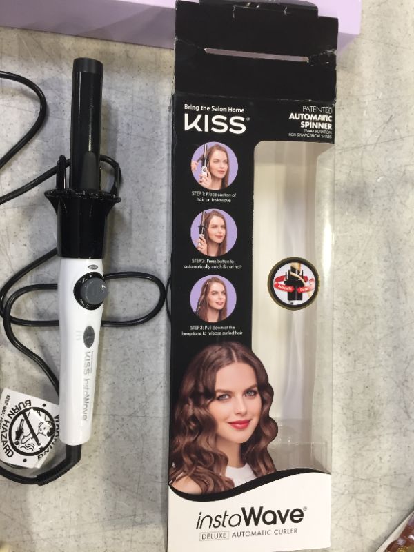 Photo 1 of Kiss Products Instawave Automatic Ceramic Curling Iron 1” KACI01, Black; White
