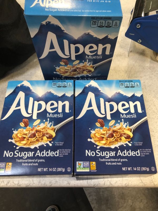 Photo 2 of Alpen No Sugar Added Muesli, Swiss Style Muesli Cereal, Whole Grain, Non-GMO Project Verified, Heart Healthy, Kosher, Vegan, No Sugar Added, 14 Ounce (Pack of 3)
02/01/22