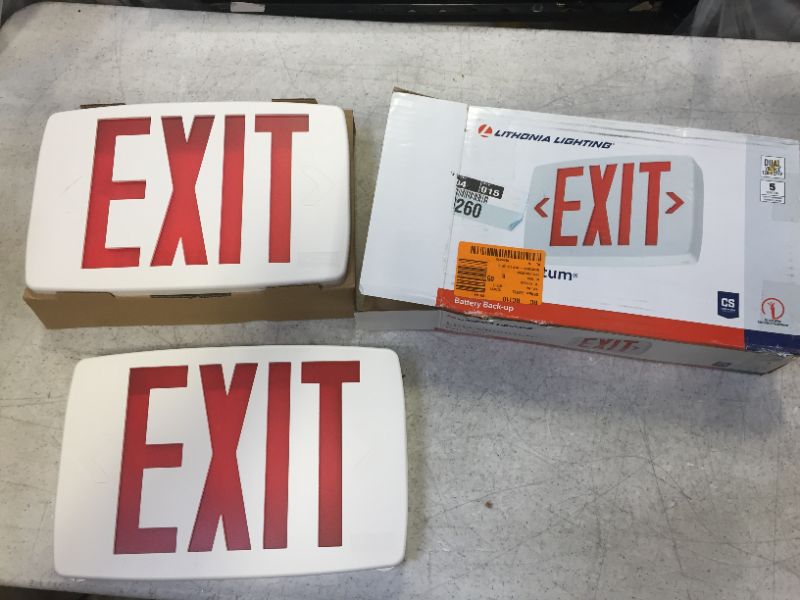 Photo 2 of Contractor Select LQM Series 120/277-Volt Integrated LED White and Red Exit Sign W/Back Up Battery
