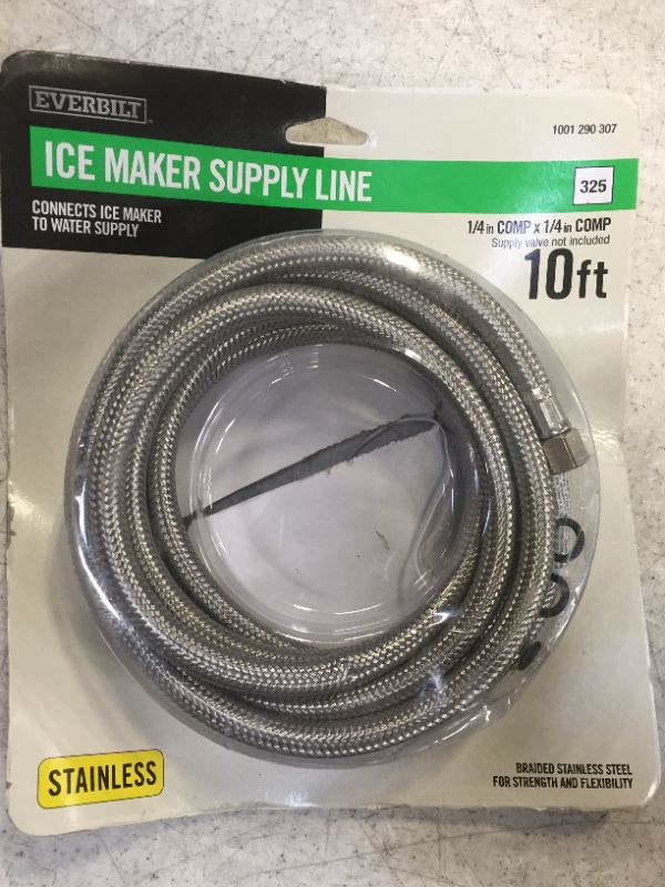 Photo 2 of 1/4 in. x 1/4 in. x 120 in. Maker Supply Line in Stainless Steel Ice
