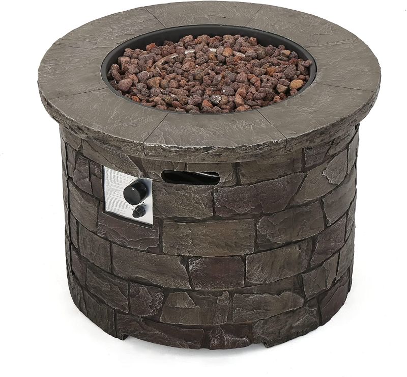 Photo 1 of Christopher Knight Home Stillwater Outdoor Circular Firepit, Natural Stone Finish
