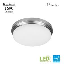 Photo 1 of Chilton 15 in. 170-Watt Equivalent Brushed Nickel Selectable Integrated LED Flush Mount with Glass Shade
