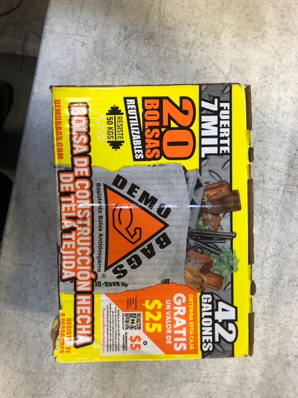 Photo 1 of Demobags Contractor Trash Bag, 42 Gallon, 20 Bags Per Pack