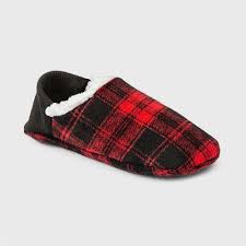 Photo 1 of Adult Plaid Sherpa Lined Pull-On Slipper Socks with Huggable Heel & Grippers - Wondershop™ Red/Black size large
