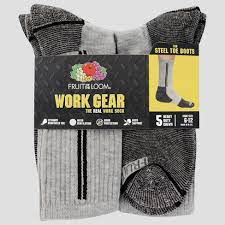 Photo 1 of Fruit of the Loom Men's 5pk Work Gear Steel Toe Crew Socks - 6-12
