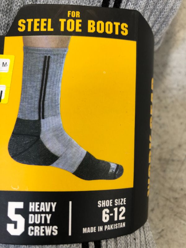 Photo 2 of Fruit of the Loom Men's 5pk Work Gear Steel Toe Crew Socks - 6-12
