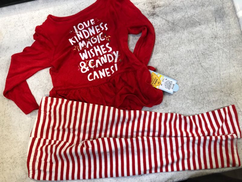 Photo 2 of Toddler Girls' Holiday Long Sleeve Top & Striped Leggings Set - Cat & Jack™ Red size 4 T 
