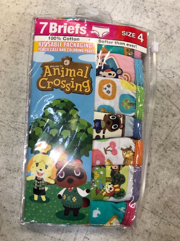 Photo 2 of Girls' Animal Crossing 7pk Underwear size 4 
