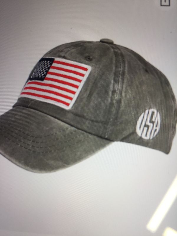 Photo 2 of grey hat with USA flag