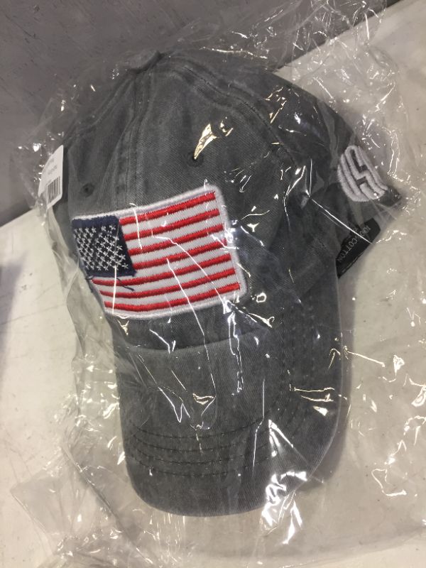 Photo 1 of grey hat with USA flag