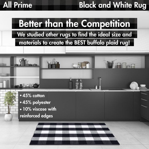 Photo 1 of  Plaid Rug - Extra Large 28" x 43" Pure Grey and White Rug for Indoor & Outdoor Use