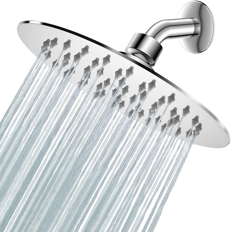 Photo 1 of 8 Inch Rain Showerhead Hopopro High Pressure Fixed Shower Head High Flow Shower Head with Adjustable Metal Swivel Ball Joint for Luxury Shower Experience Even at Low Water Flow
