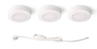 Photo 1 of 3-Light Plug-In LED White Puck Light Kit with CCT Changing (2700K/3000K/4000K)
