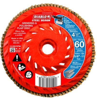 Photo 1 of 4-1/2 in. 60-Grit Steel Demon Grinding and Polishing Flap Disc with Integrated Speed Hub
