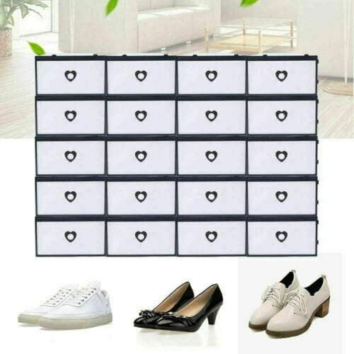 Photo 1 of 20 Pack Clear Storage Shoes Box, Womens Mens Shoe Storage Display Box Plastic Foldable Stackable Shoe Container Bins Holders Clear Closet Shelf Shoe Organizer for Closet, Space Saving
