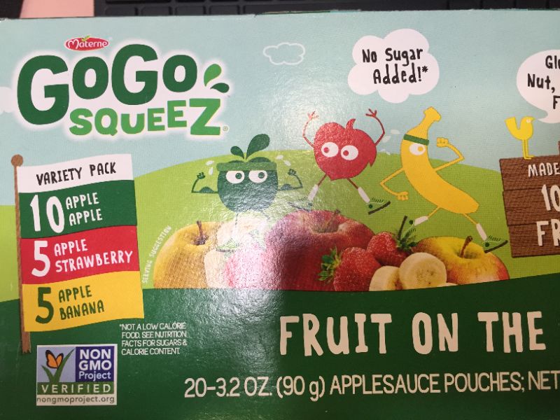 Photo 2 of GoGo squeeZ Fruit on the Go Variety Pack, Apple Apple, Apple Banana, & Apple Strawberry, 3.2 oz. (20 Pouches) - Tasty Kids Applesauce Snacks - Gluten Free Snacks for Kids - Nut & Dairy Free - Vegan Snacks
