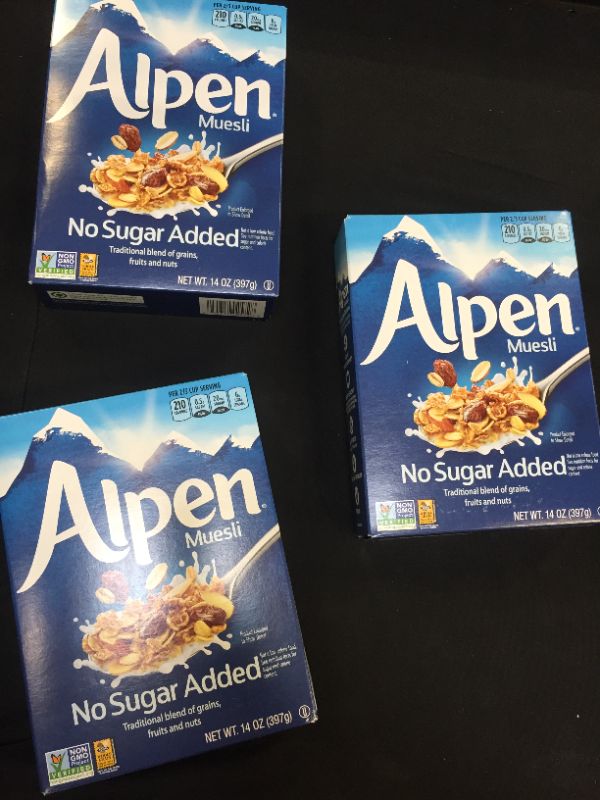 Photo 2 of Alpen No Sugar Added Muesli, Swiss Style Muesli Cereal, Whole Grain, Non-GMO Project Verified, Heart Healthy, Kosher, Vegan, No Sugar Added, 14 Ounce (Pack of 3)
