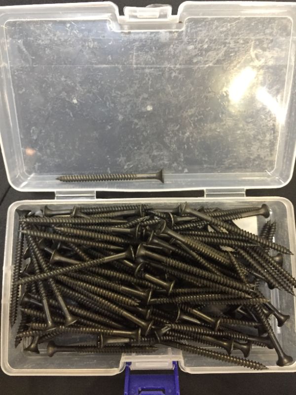 Photo 1 of Coated Stainless Flat Head Phillips Wood Screw (100 pc) 2-1/2 inch color black 