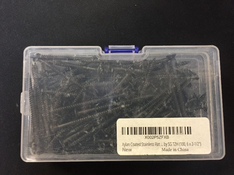 Photo 3 of Coated Stainless Flat Head Phillips Wood Screw (100 pc) 2-1/2 inch color black 