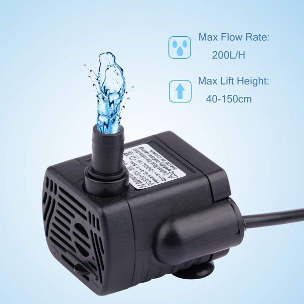 Photo 1 of 4x GLiving 80 GPH(200L/H, 4W) Submersible Water Pump with 4.9ft(1.5m) Power Cord for Patio Fountain
