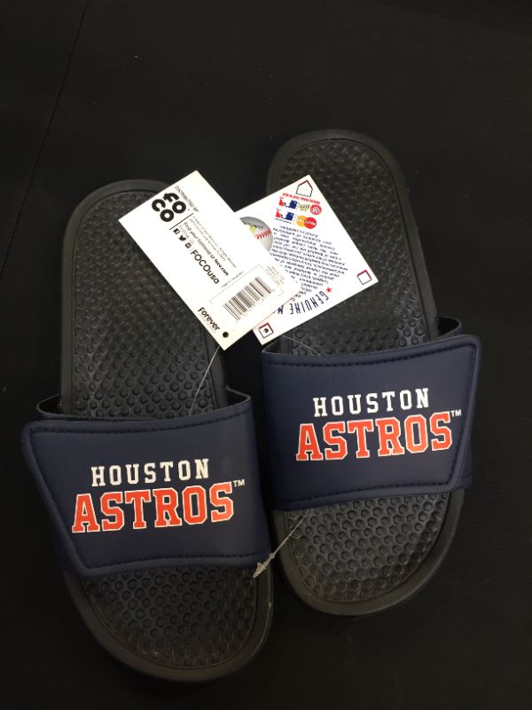 Photo 1 of astros FOCO MLB Unisex Cropped Big Logo Youth Slide size extra large --inauthentic