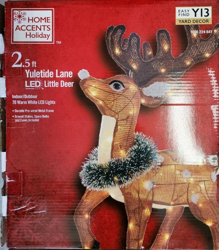 Photo 2 of 2.5 ft 70-Light LED Christmas Reindeer Fawn Yard Sculpture New for 2021
