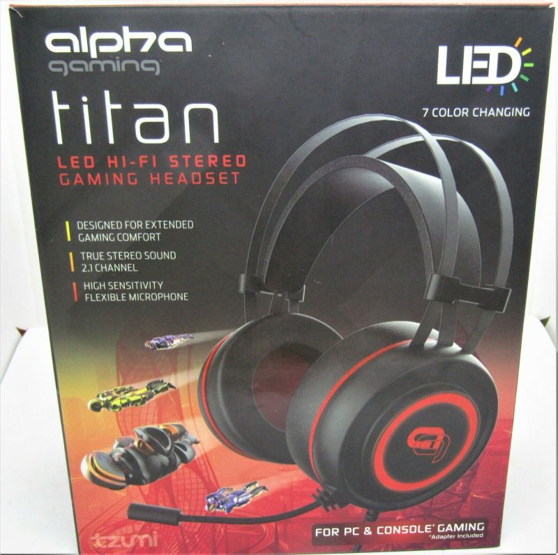 Photo 1 of Gaming Headset w/Microphone Alpha Titan Led Hi - Fi Stereo PC & PS4 & Xbox NIB
