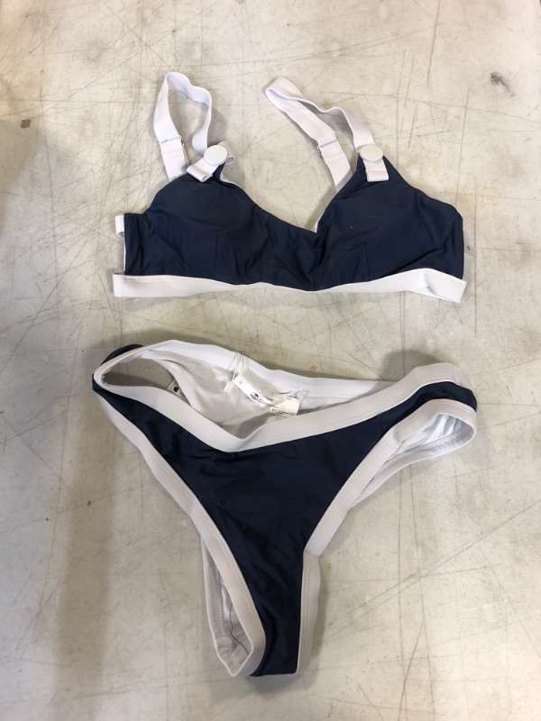 Photo 2 of Cupshe Navy And White Trimmed Bikini. Small
