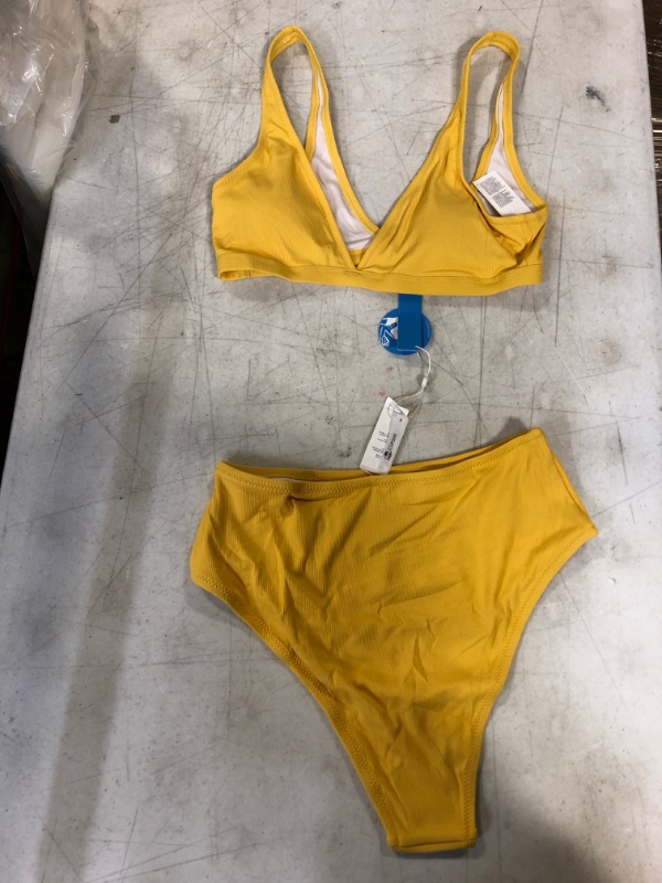 Photo 1 of CUPSHE Yellow Double V High Waisted Bikini. Small
