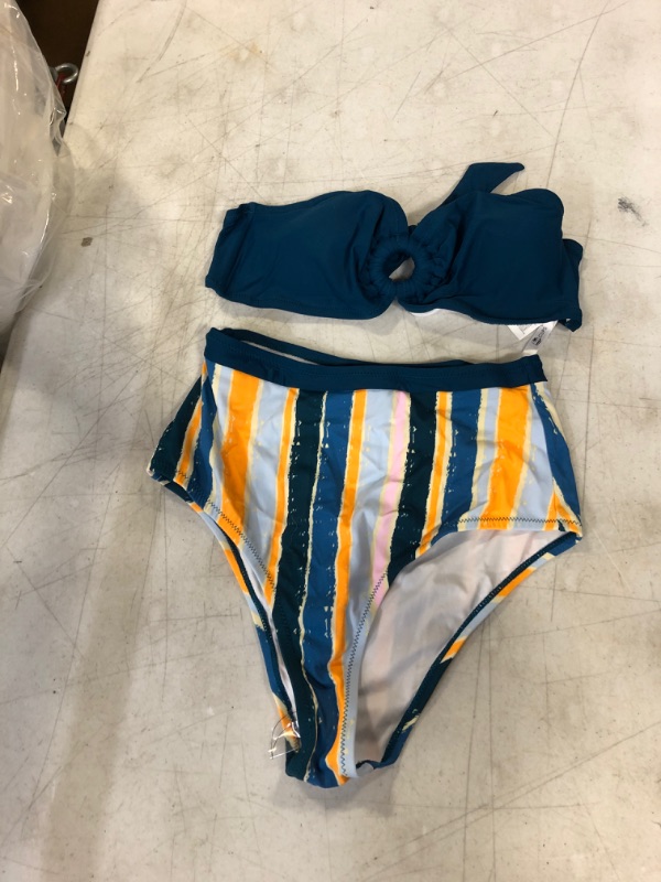 Photo 2 of CUPSHE Karla Bandeau Striped High Waisted Bikini. Small
