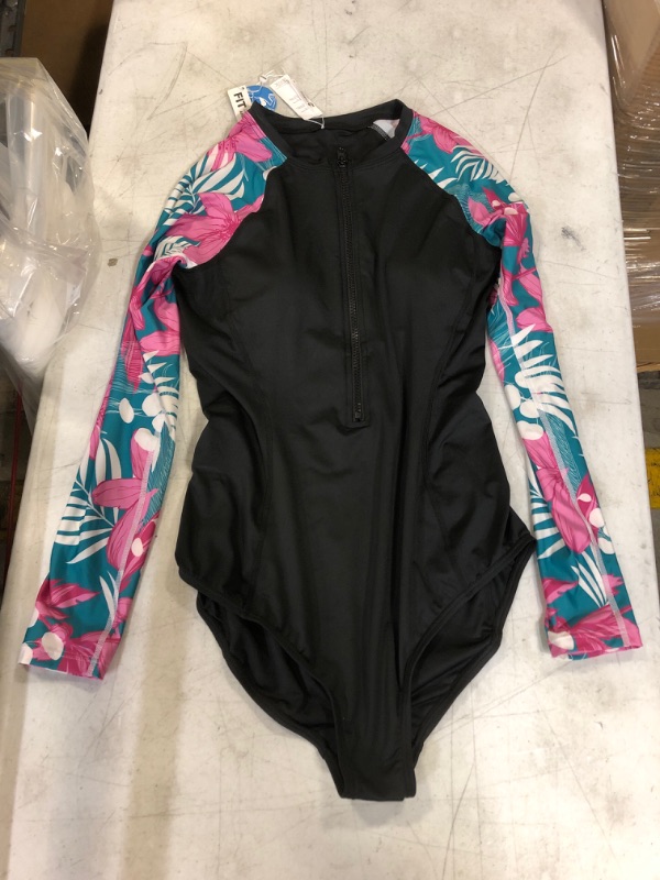 Photo 2 of Marisa Floral Middle Cut Long Sleeve One Piece Swimsuit. Medium
