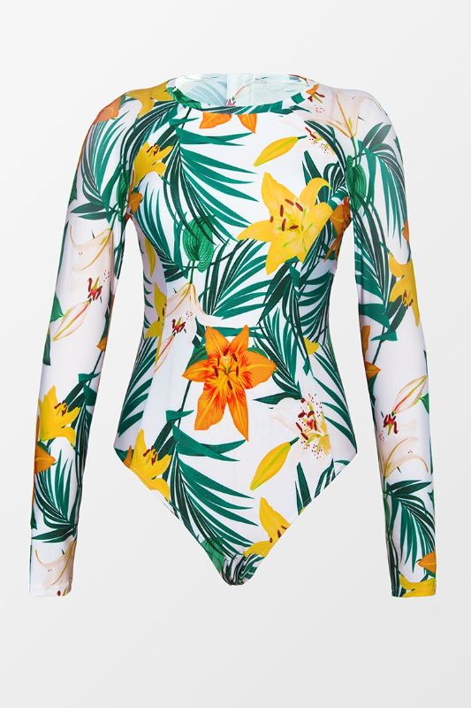 Photo 1 of Erica Floral And Tropical Long Sleeve One Piece Swimsuit. Large
