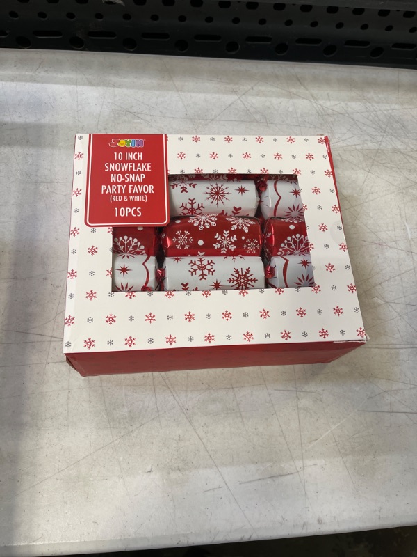 Photo 2 of 10” Christmas No Snap Party Table Favor(10 Pack) with Red & White Snowflake Design