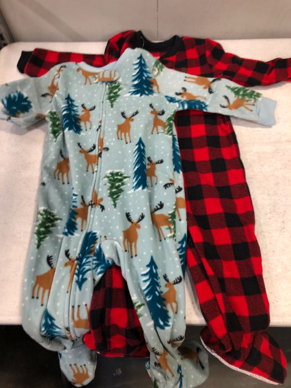 Photo 2 of Baby Boys' Buffalo Check Fleece Footed Pajama - Just One You® made by carter's Blue/Red SIZE 18M
