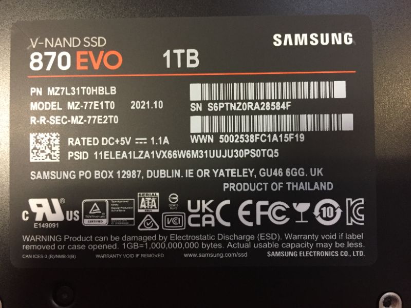 Photo 4 of Samsung Electronics 870 EVO 500GB 2.5 Inch SATA III Internal SSD (MZ-77E500B/AM)
