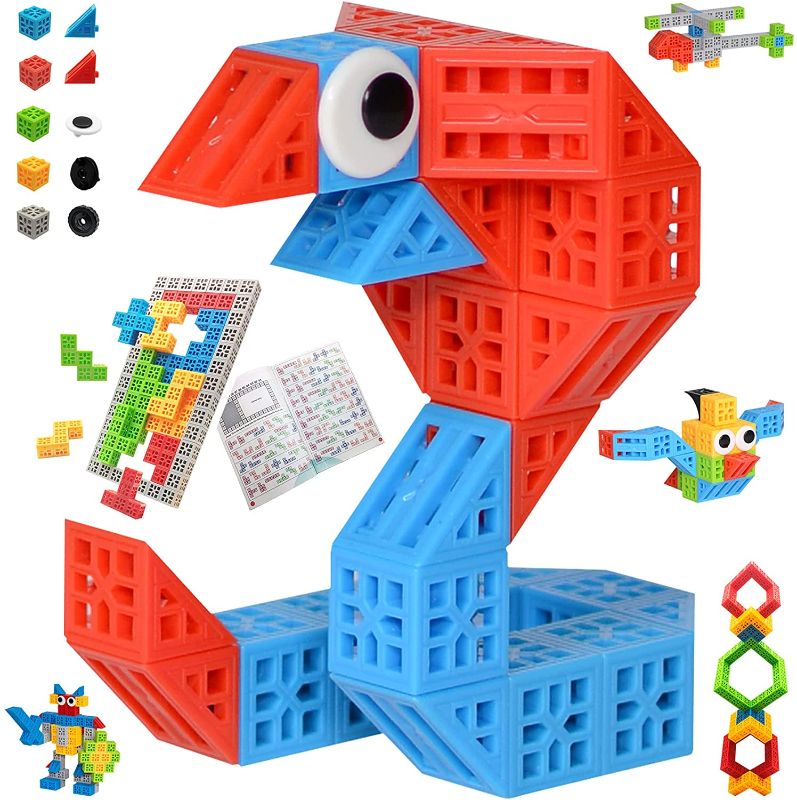 Photo 1 of JSK STEM Building Blocks Toys, Educational Building Toys for Kids Ages 4-10, 400 Levels Game Challenge Guide, Build Your Own Creative Toys for 150 Pieces Kit