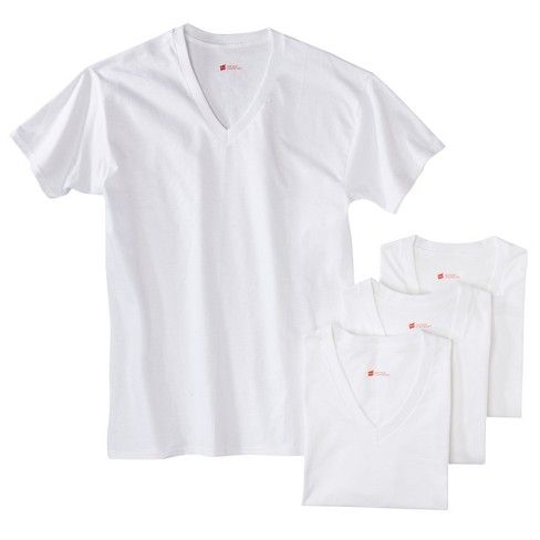 Photo 1 of Hanes Men's 4pk Slim Fit V-Neck T-Shirt - White MEDIUM
