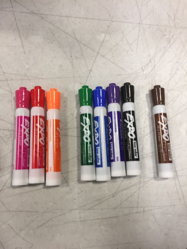 Photo 2 of EXPO Low Odor Dry Erase Markers, Chisel Tip, Assorted Colors, 8 Pack
